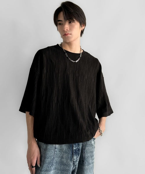《JaVaジャバコラボ》ドロスト付リンクスジャカードオーバーサイズTシャツ jo1150021