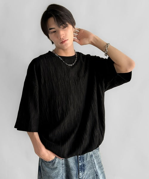 《JaVaジャバコラボ》ドロスト付リンクスジャカードオーバーサイズTシャツ jo1150021