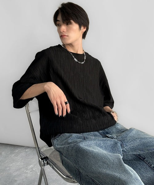 《JaVaジャバコラボ》ドロスト付リンクスジャカードオーバーサイズTシャツ jo1150021