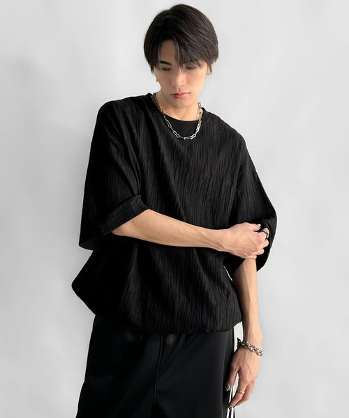 《JaVaジャバコラボ》ドロスト付リンクスジャカードオーバーサイズTシャツ jo1150021