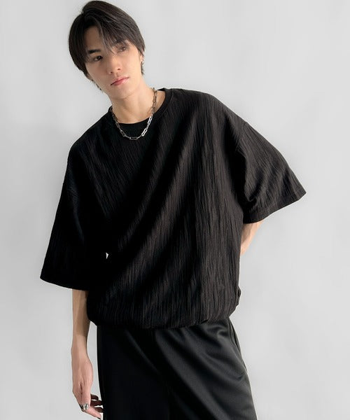 《JaVaジャバコラボ》ドロスト付リンクスジャカードオーバーサイズTシャツ jo1150021