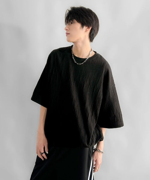 《JaVaジャバコラボ》ドロスト付リンクスジャカードオーバーサイズTシャツ jo1150021