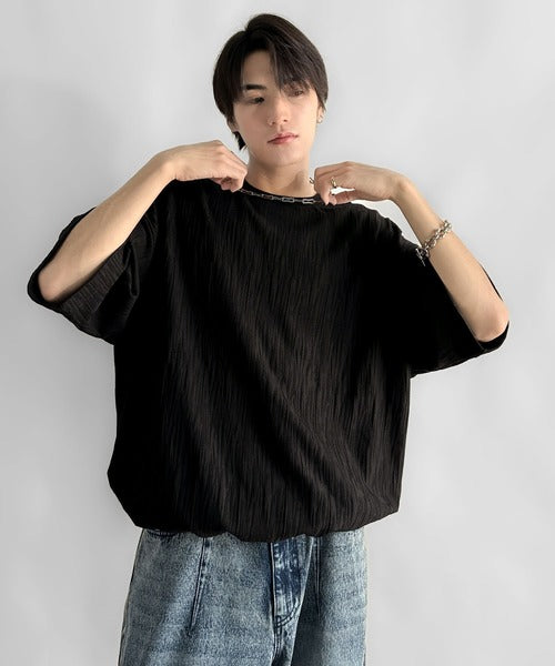 《JaVaジャバコラボ》ドロスト付リンクスジャカードオーバーサイズTシャツ jo1150021
