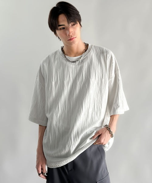 《JaVaジャバコラボ》ドロスト付リンクスジャカードオーバーサイズTシャツ jo1150021