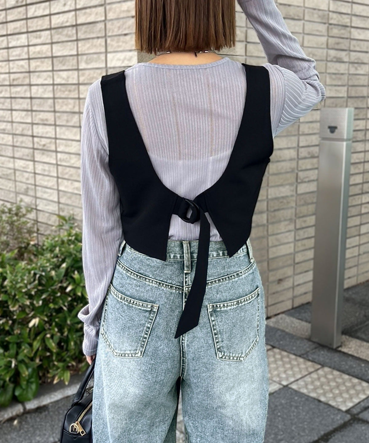 《sayo×クラシカルエルフコラボ》映えるウエストで、ちょい差しカジュアル！アシメウエストワイドデニム ce1015080