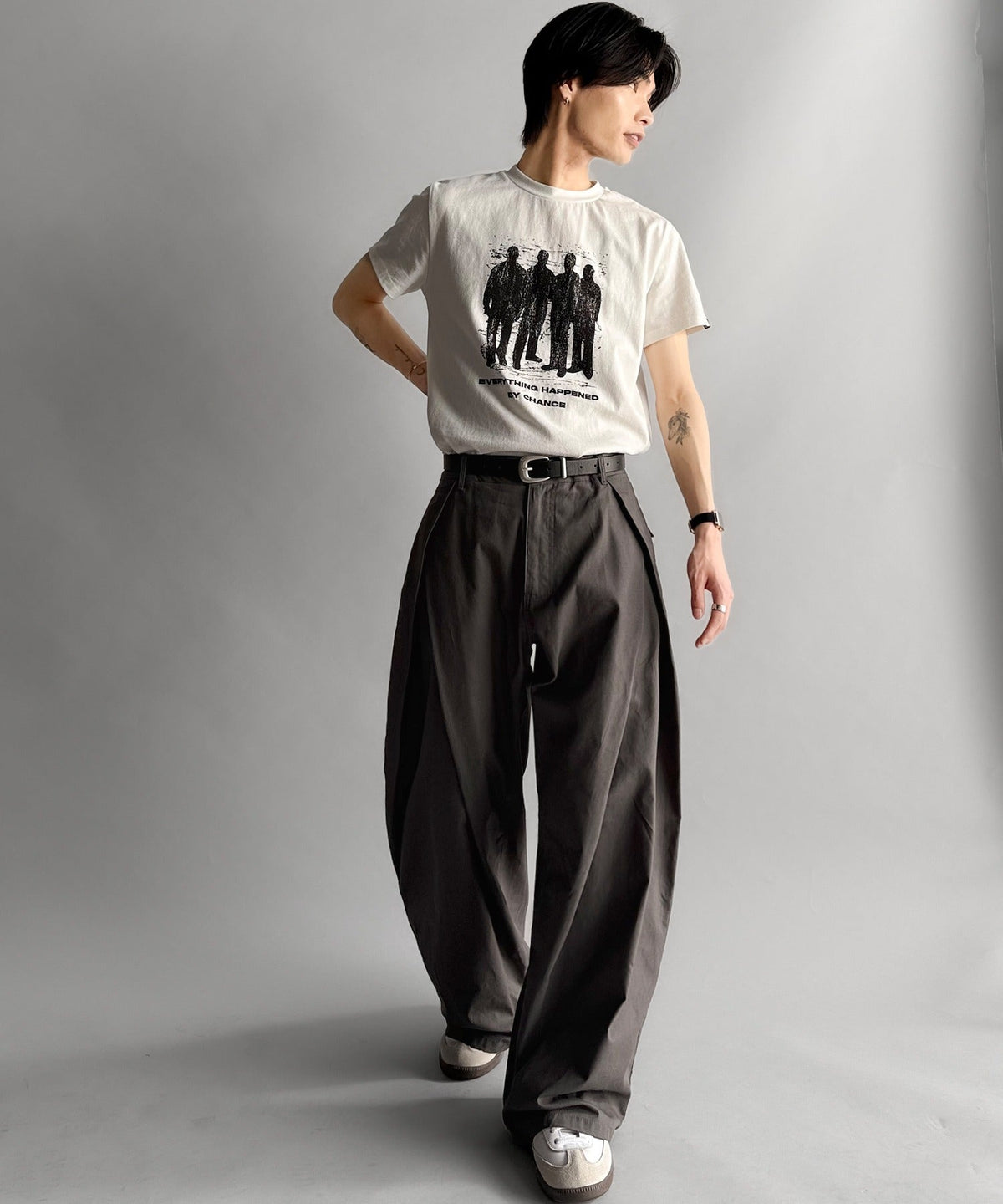 《Haruto×クラシカルエルフコラボ》「トレンド最前線。」綿100％ダブルタックデザインバックポケットワイドスラックス／Double Tuck Design Back Pocket Wide Slacks co1010015