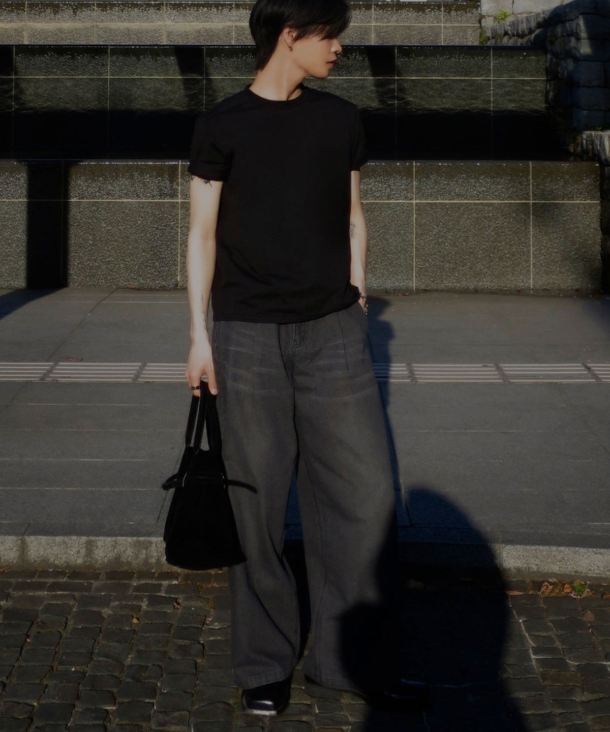 《Haruto×クラシカルエルフコラボ》ストリート映え抜群。履くだけで流行の先端に。ボタン付きストラップデザインワイドデニム/Buttoned Strap DesignWide Denim co1010016