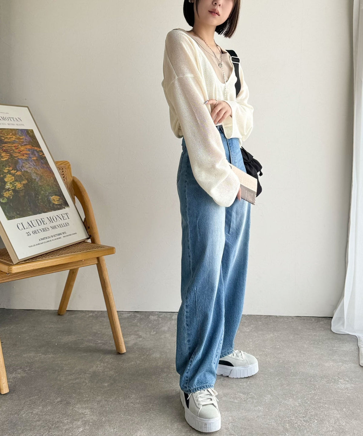 《sayo×クラシカルエルフコラボ》いつもの服に+1。ちょうどいい抜け感を。深Uネックバックベルトメッシュトップス ce1010445