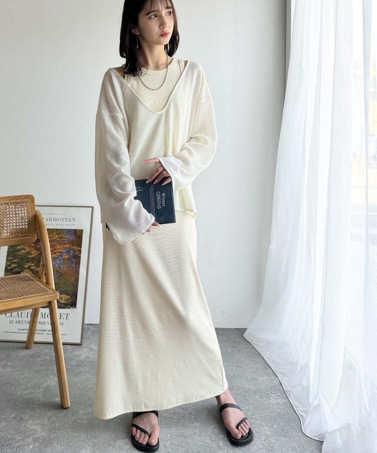 《sayo×クラシカルエルフコラボ》着回しって、こういうこと。リブ素材アメスリロングワンピース ce1010446