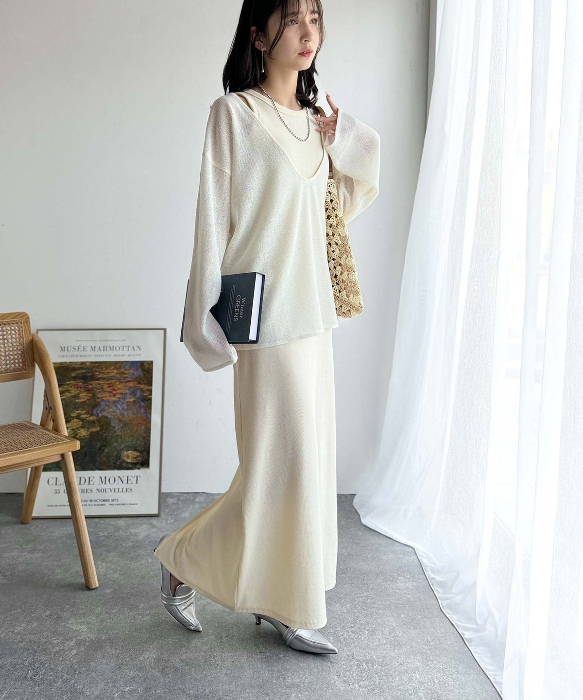 《sayo×クラシカルエルフコラボ》着回しって、こういうこと。リブ素材アメスリロングワンピース ce1010446