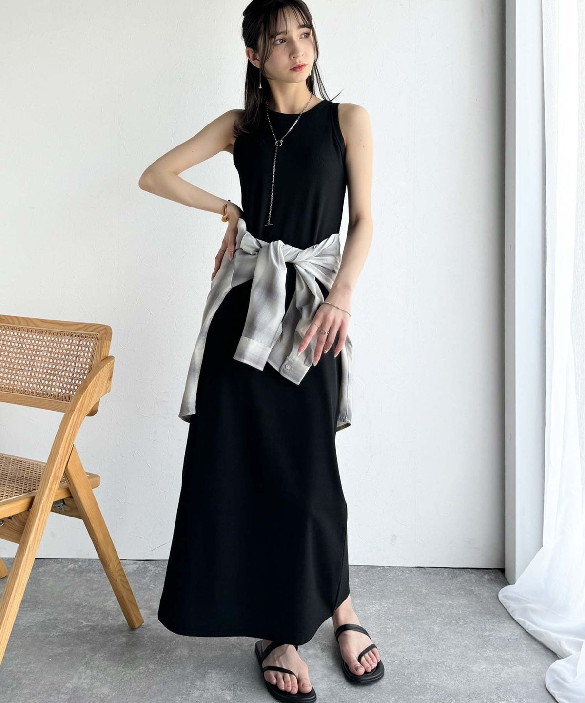 《sayo×クラシカルエルフコラボ》着回しって、こういうこと。リブ素材アメスリロングワンピース ce1010446