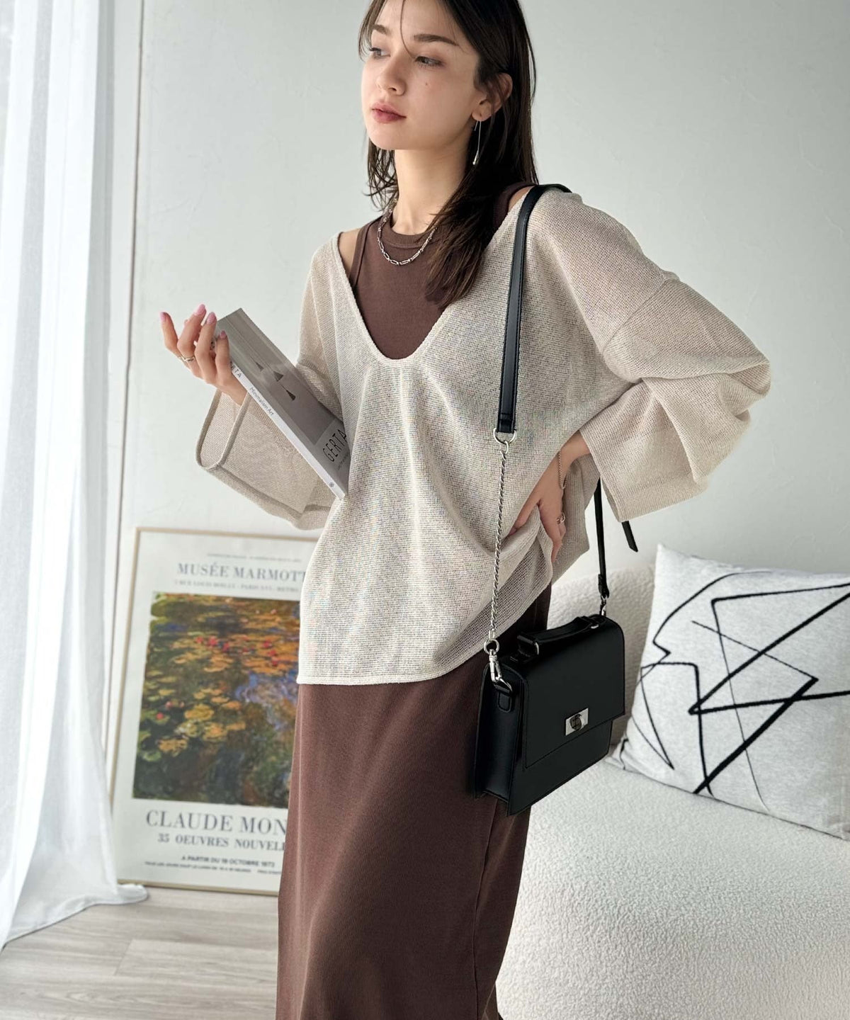 《sayo×クラシカルエルフコラボ》着回しって、こういうこと。リブ素材アメスリロングワンピース ce1010446