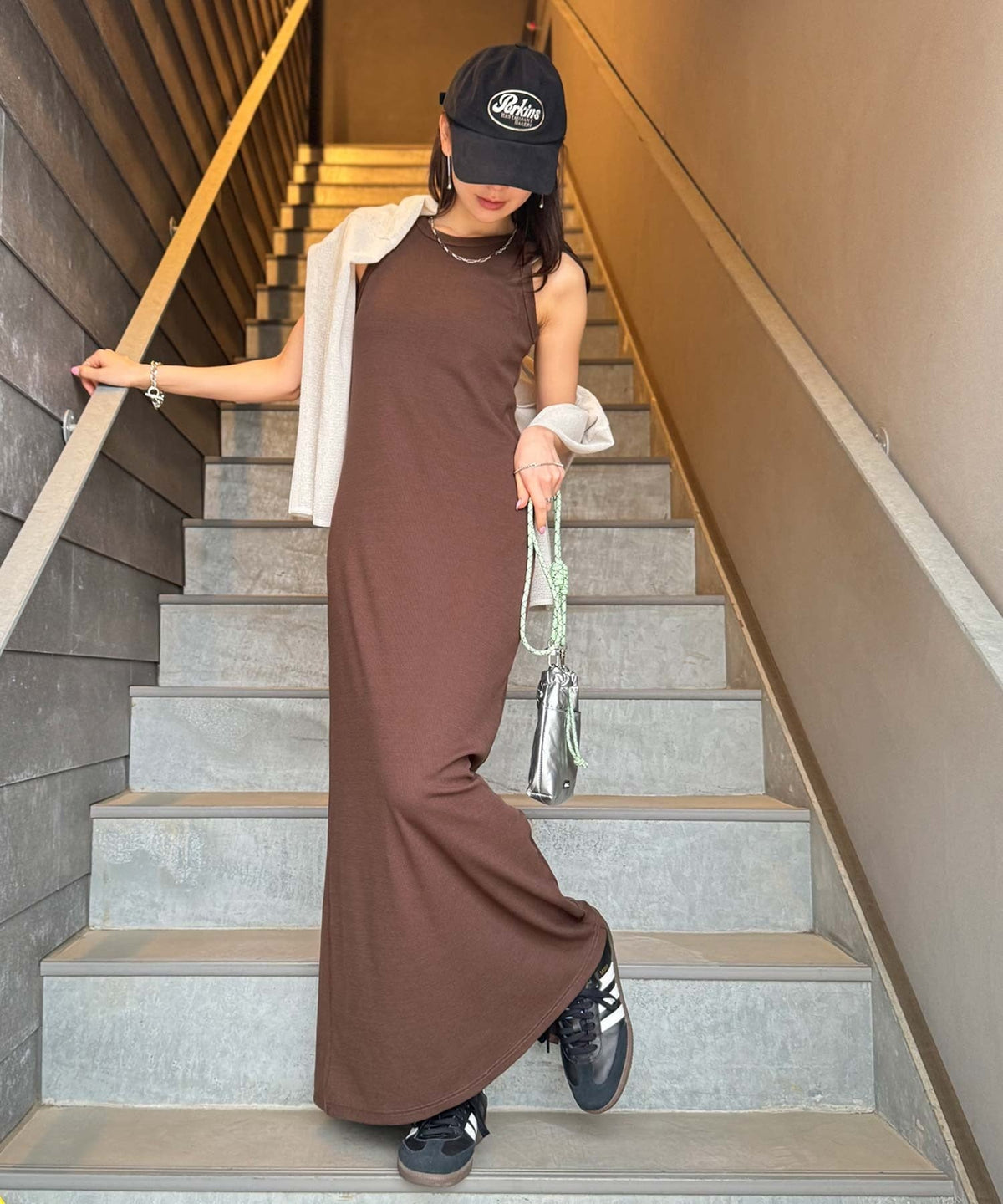 《sayo×クラシカルエルフコラボ》着回しって、こういうこと。リブ素材アメスリロングワンピース ce1010446