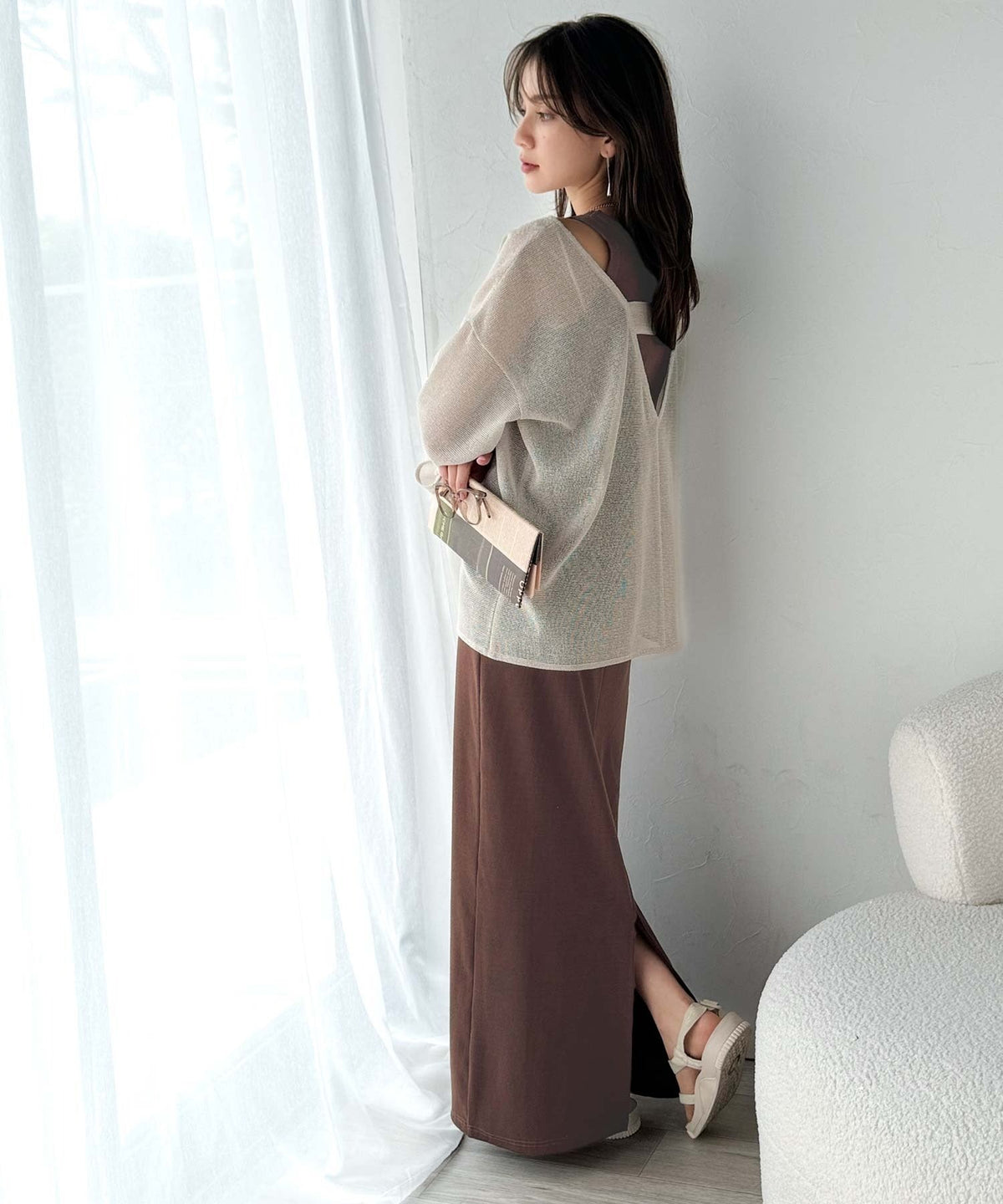 《sayo×クラシカルエルフコラボ》着回しって、こういうこと。リブ素材アメスリロングワンピース ce1010446