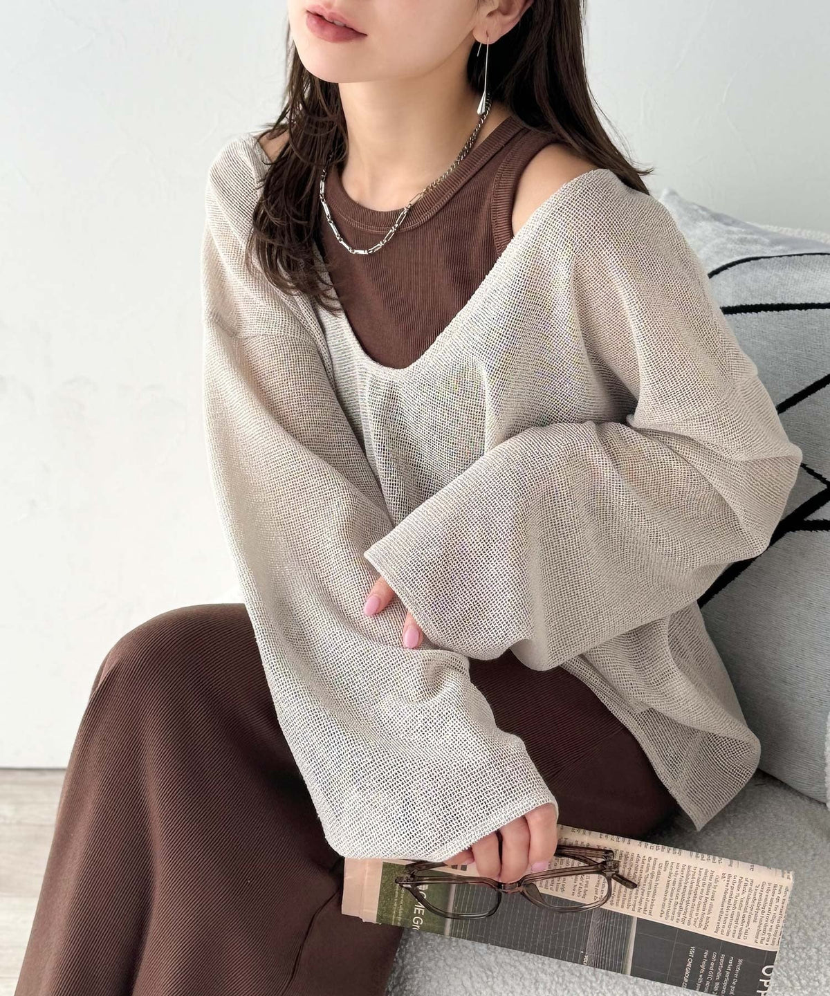 《sayo×クラシカルエルフコラボ》着回しって、こういうこと。リブ素材アメスリロングワンピース ce1010446