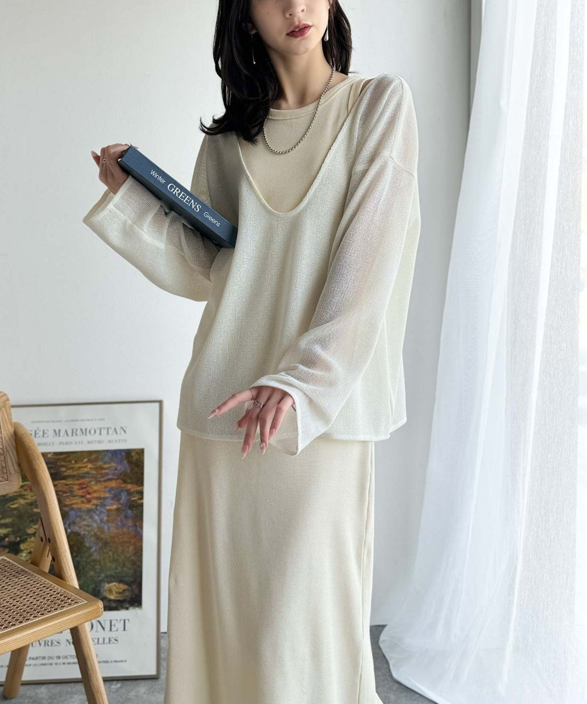 《sayo×クラシカルエルフコラボ》着回しって、こういうこと。リブ素材アメスリロングワンピース ce1010446
