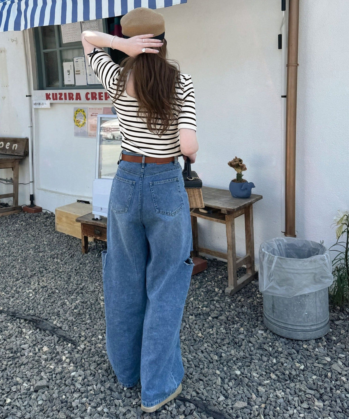 《AYA×クラシカルエルフコラボ》大人可愛いを叶える。前後2way袖リボンバックオープンリブトップス（半袖） ce1010432