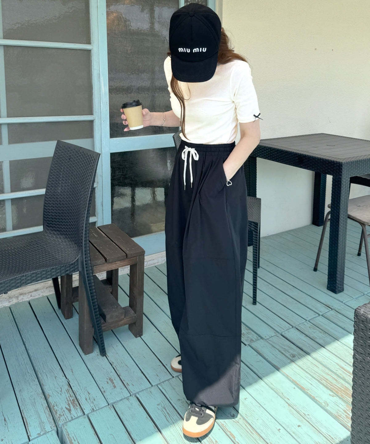 《AYA×クラシカルエルフコラボ》大人可愛いを叶える。前後2way袖リボンバックオープンリブトップス（半袖） ce1010432