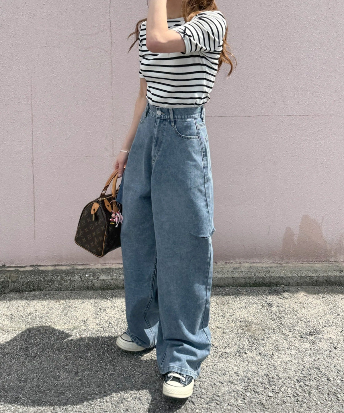 《AYA×クラシカルエルフコラボ》大人可愛いを叶える。前後2way袖リボンバックオープンリブトップス（半袖） ce1010432