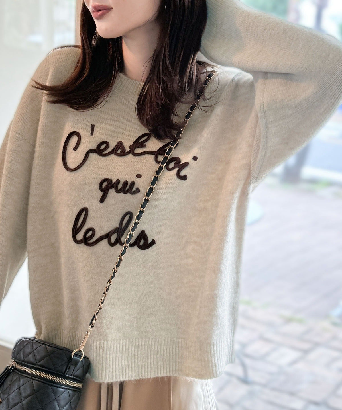 【mily bilet】おしゃれ女子の今シーズンイチ押し♪カラーコード刺繍ミックスニットプルオーバー mi1329045