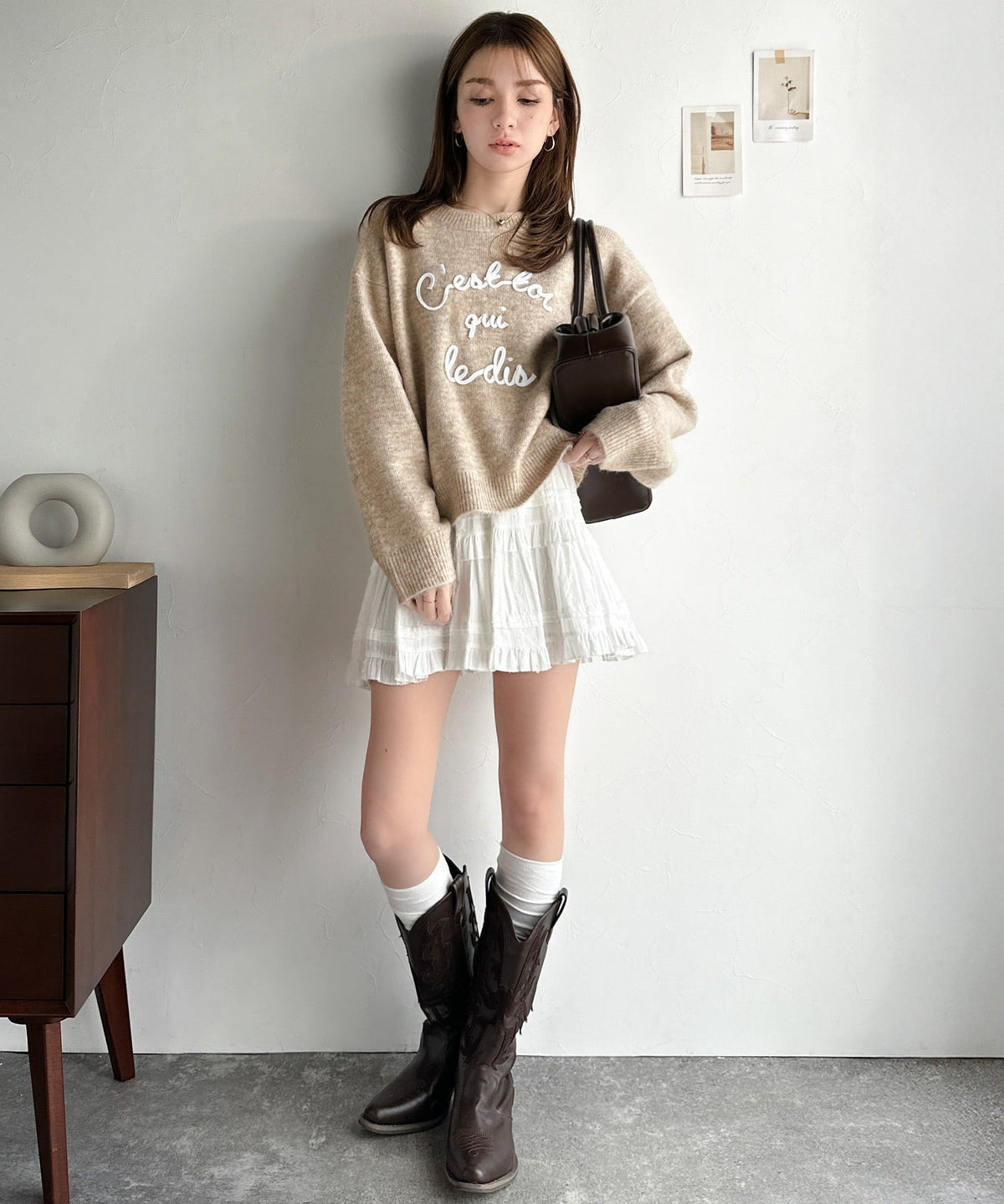 【mily bilet】おしゃれ女子の今シーズンイチ押し♪カラーコード刺繍ミックスニットプルオーバー mi1329045