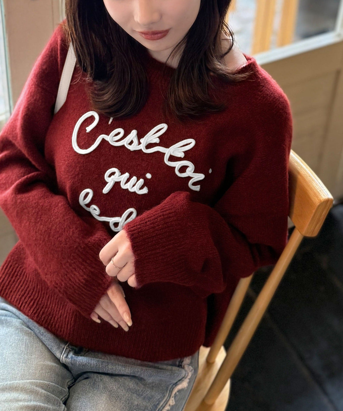 【mily bilet】おしゃれ女子の今シーズンイチ押し♪カラーコード刺繍ミックスニットプルオーバー mi1329045