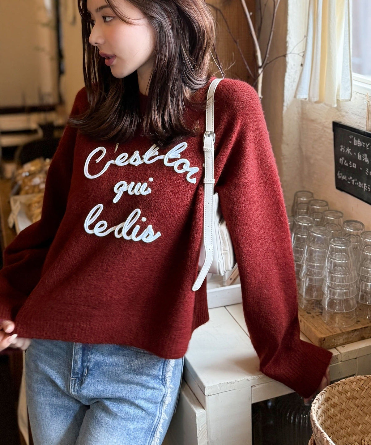 【mily bilet】おしゃれ女子の今シーズンイチ押し♪カラーコード刺繍ミックスニットプルオーバー mi1329045
