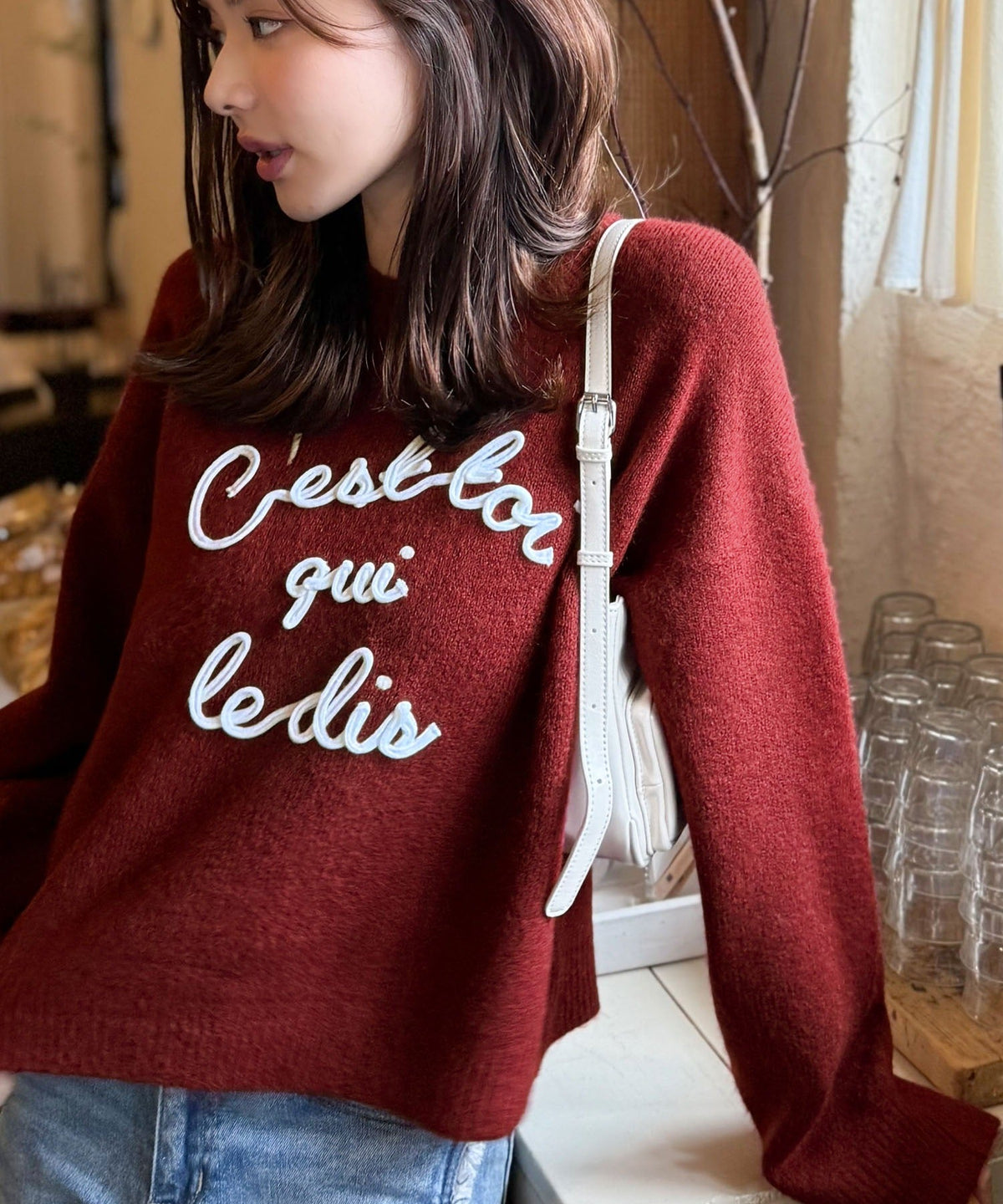 【mily bilet】おしゃれ女子の今シーズンイチ押し♪カラーコード刺繍ミックスニットプルオーバー mi1329045