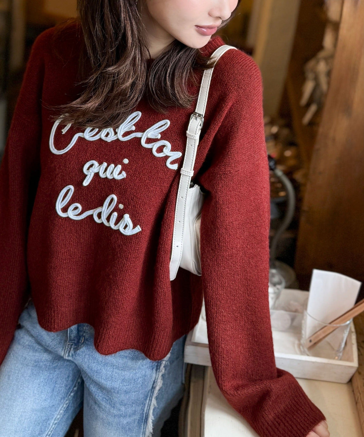 【mily bilet】おしゃれ女子の今シーズンイチ押し♪カラーコード刺繍ミックスニットプルオーバー mi1329045