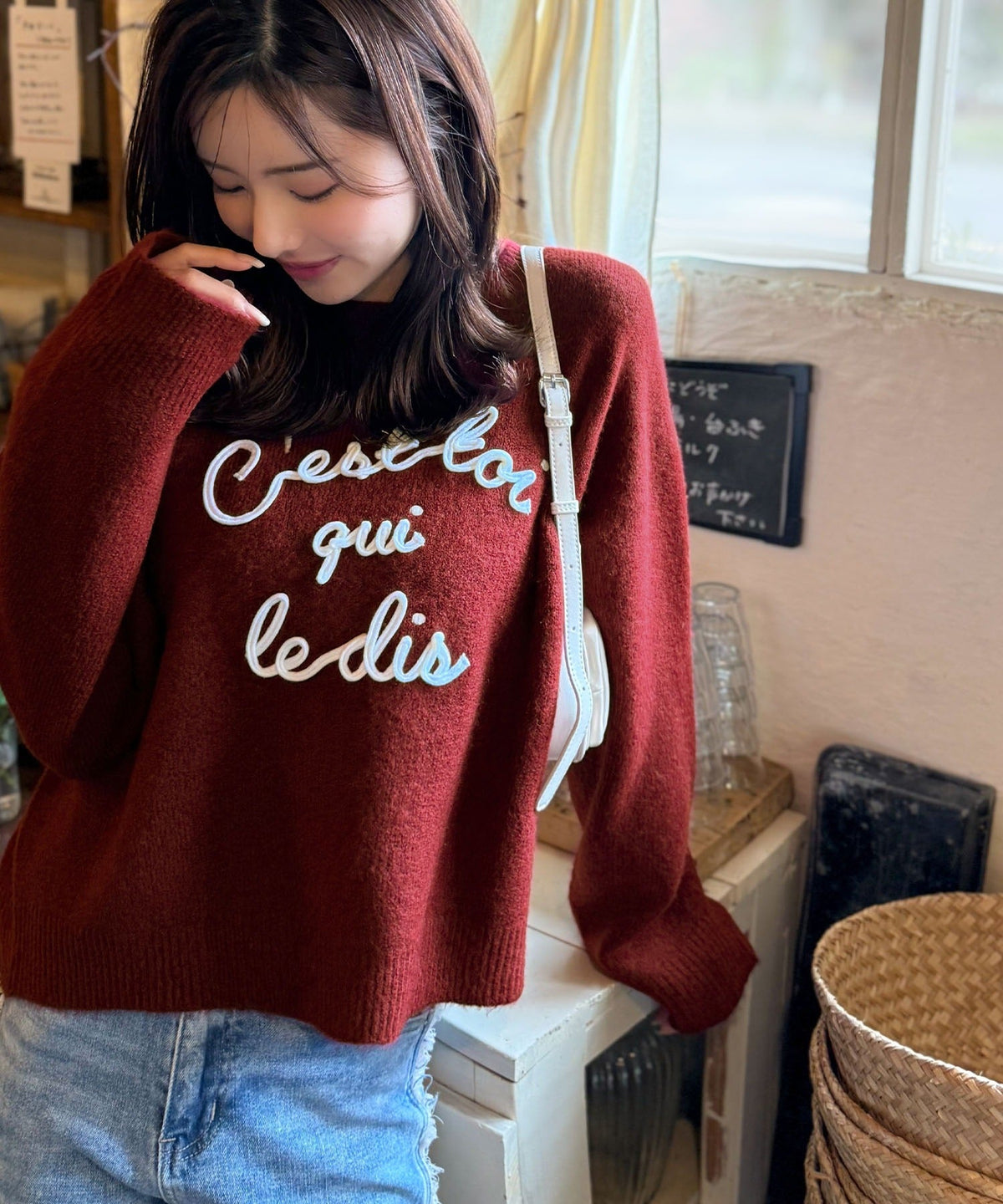 【mily bilet】おしゃれ女子の今シーズンイチ押し♪カラーコード刺繍ミックスニットプルオーバー mi1329045