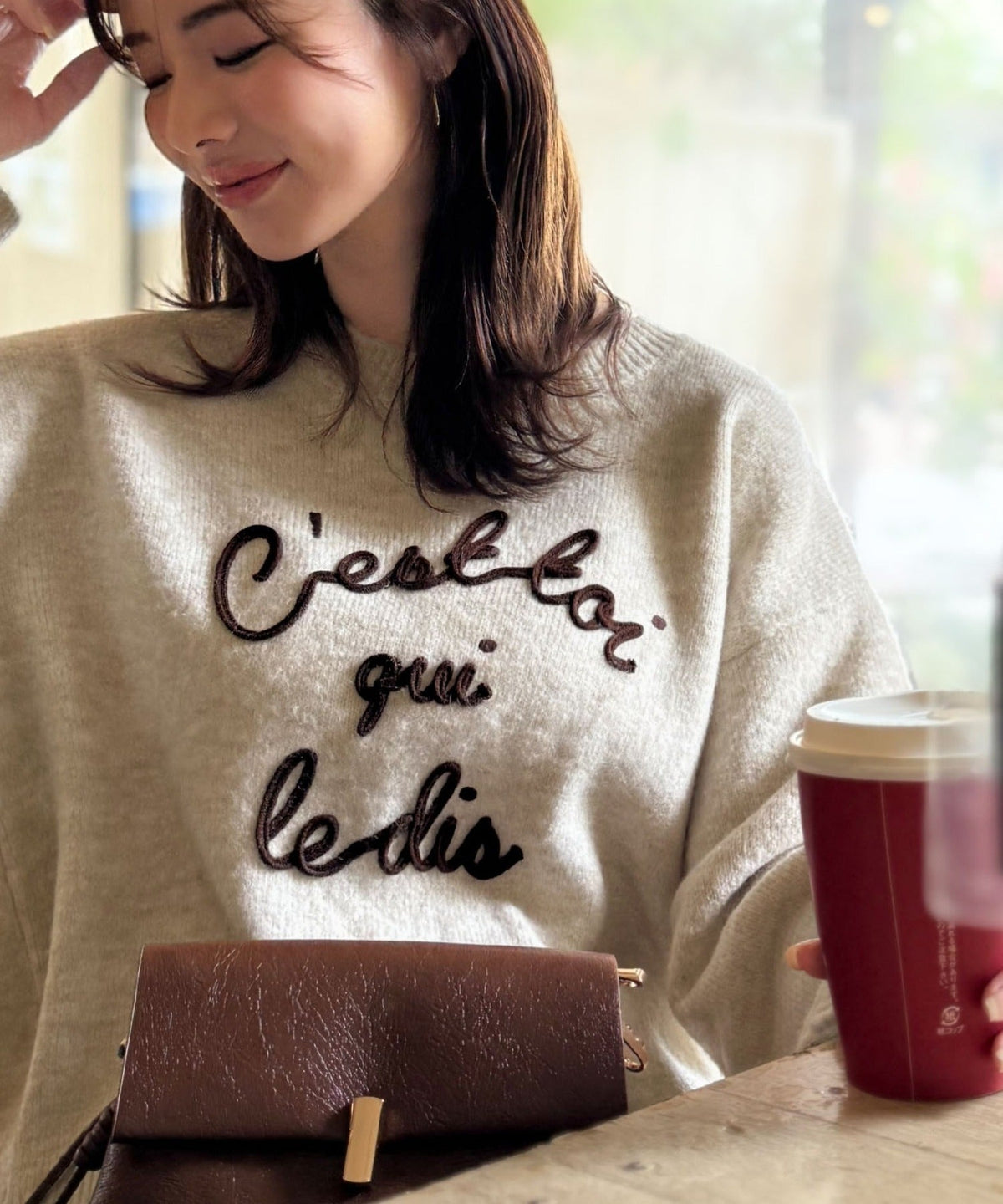 【mily bilet】おしゃれ女子の今シーズンイチ押し♪カラーコード刺繍ミックスニットプルオーバー mi1329045