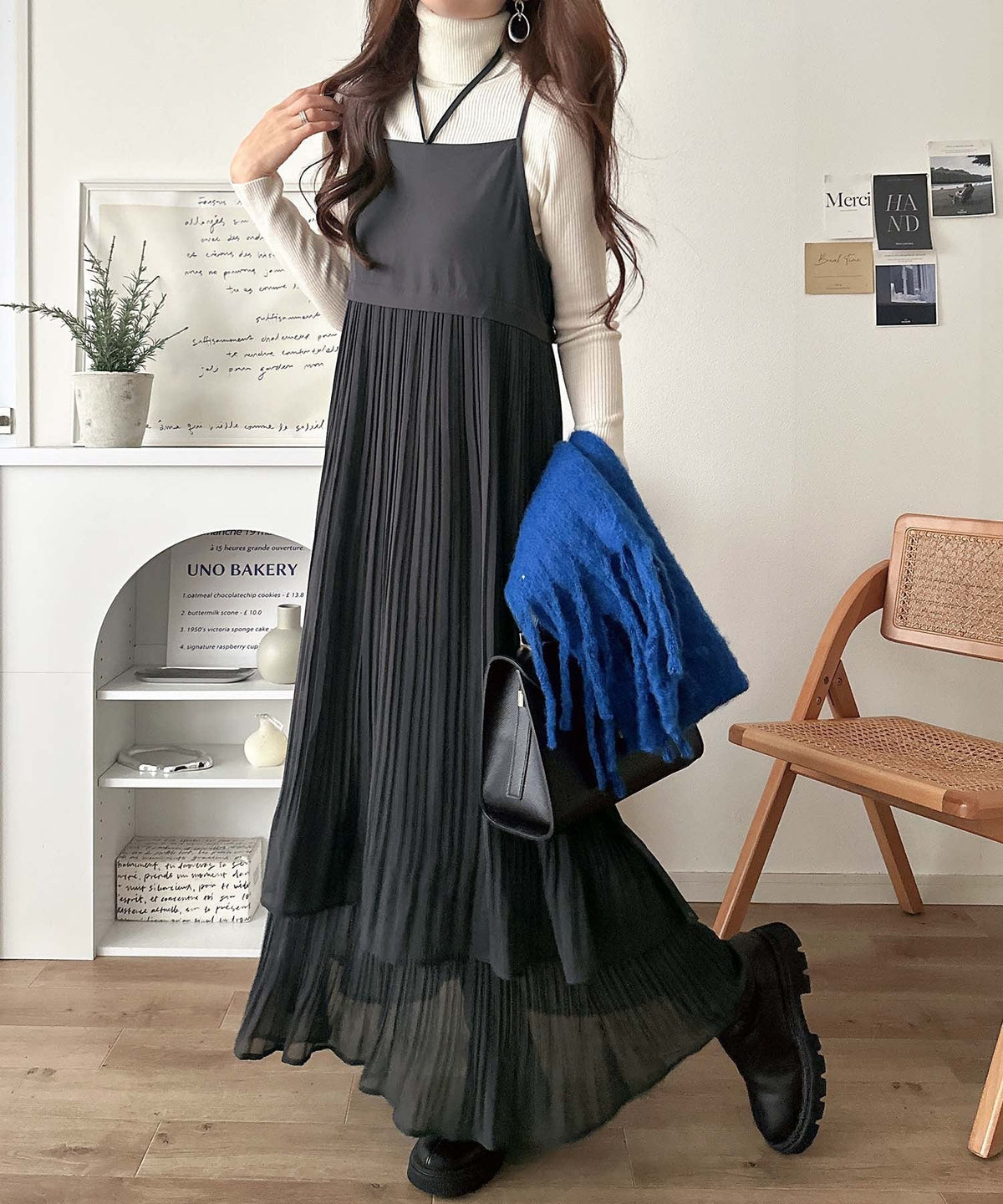 これでコーデ完成の優秀セット！カシュクールウール混ニット×キャミワンピース（セットアイテム） ce1070263