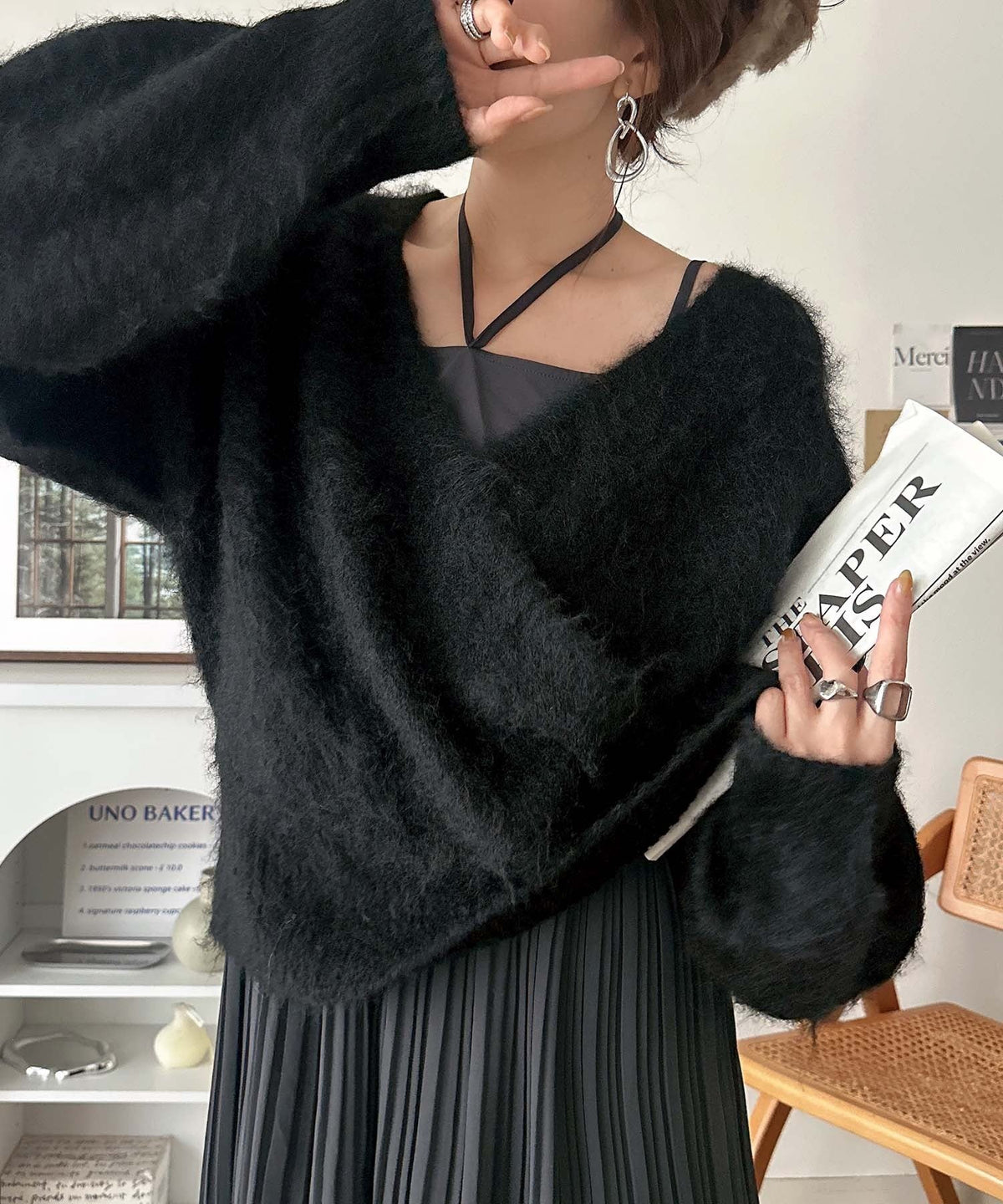 これでコーデ完成の優秀セット！カシュクールウール混ニット×キャミワンピース（セットアイテム） ce1070263