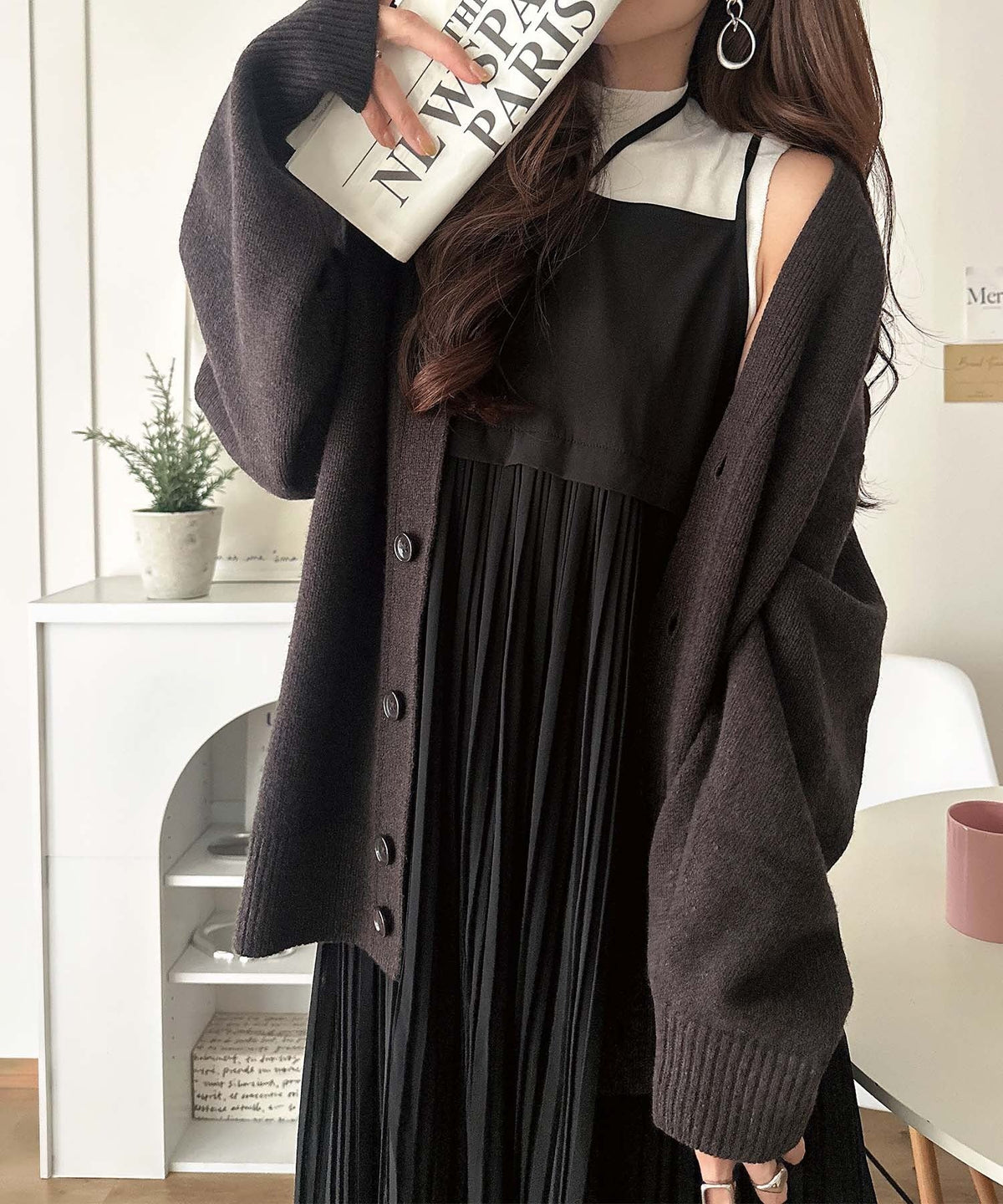 これでコーデ完成の優秀セット！カシュクールウール混ニット×キャミワンピース（セットアイテム） ce1070263