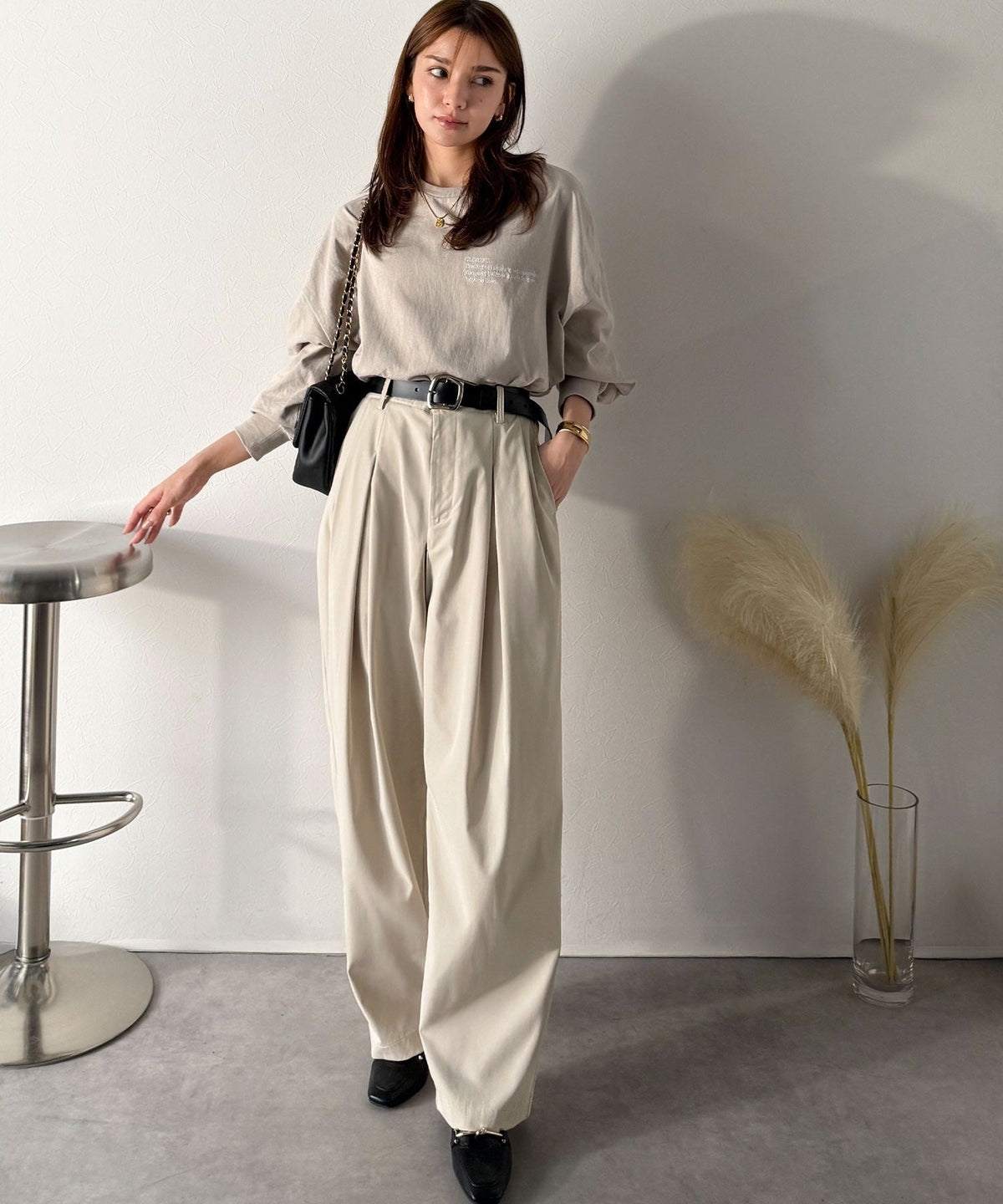 《marina×クラシカルエルフコラボ》「楽なのにキレイ」シンプルコーデに洗練さをプラス◎タックデザインパンツ ce1015091