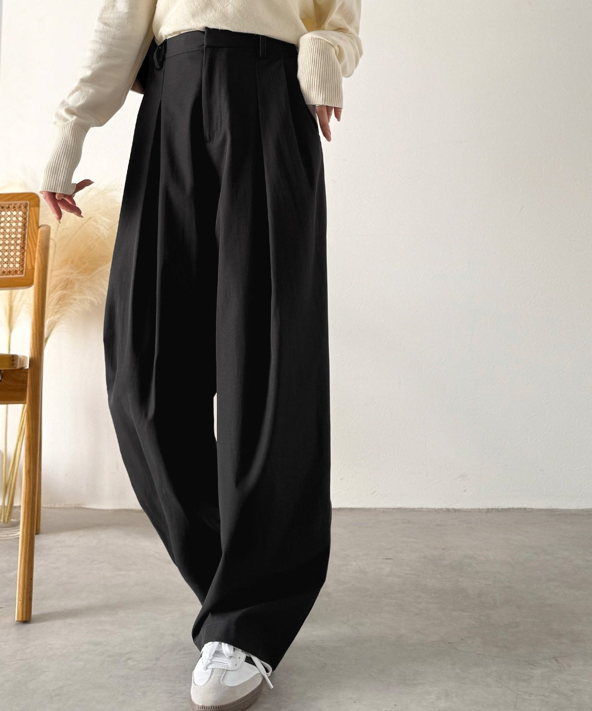 《marina×クラシカルエルフコラボ》「楽なのにキレイ」シンプルコーデに洗練さをプラス◎タックデザインパンツ ce1015091