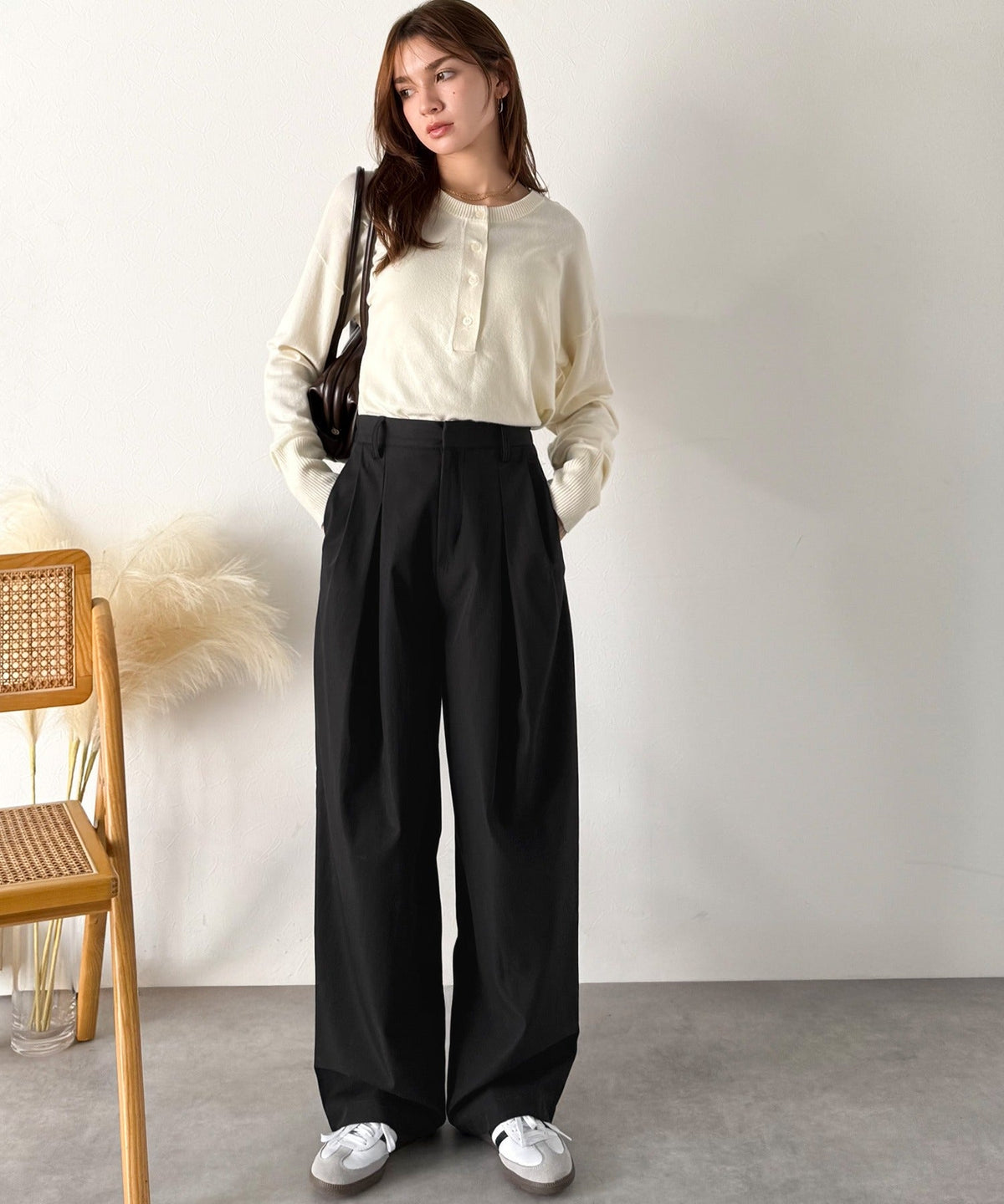 《marina×クラシカルエルフコラボ》「楽なのにキレイ」シンプルコーデに洗練さをプラス◎タックデザインパンツ ce1015091