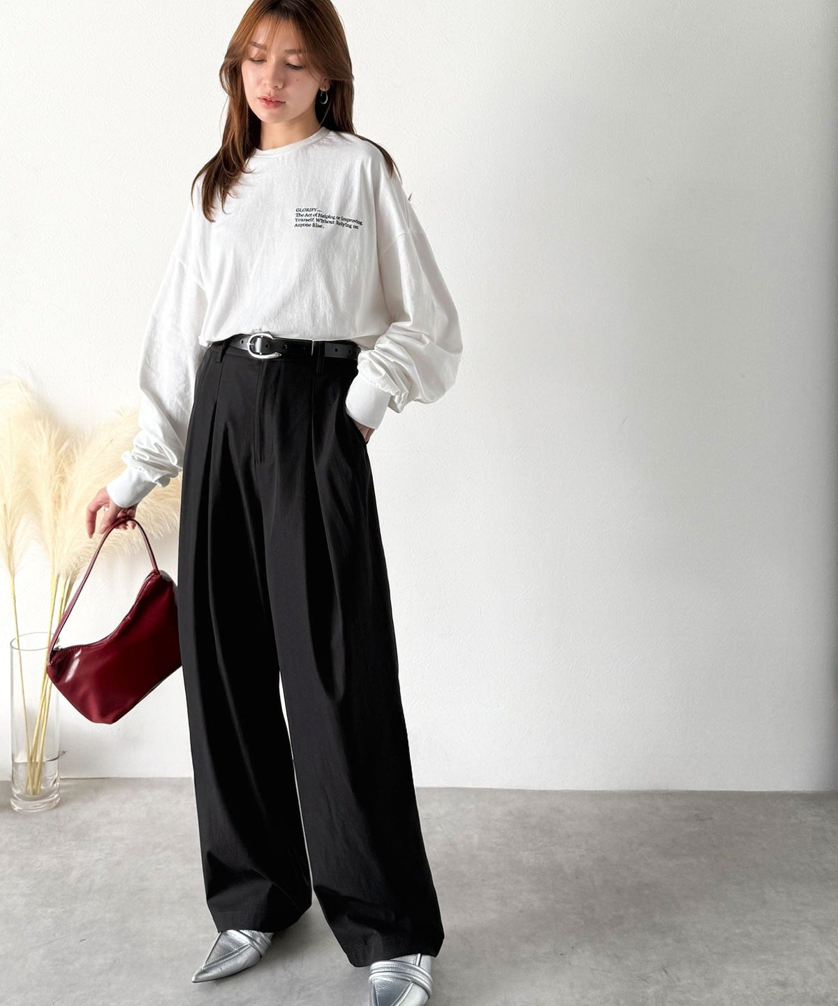 《marina×クラシカルエルフコラボ》「楽なのにキレイ」シンプルコーデに洗練さをプラス◎タックデザインパンツ ce1015091