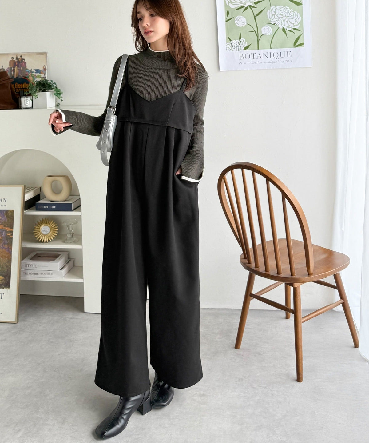《daaco×クラシカルエルフコラボ》やさしさ香る秋冬レイヤード。キャミデザインワイドサロペットパンツ ce1015094