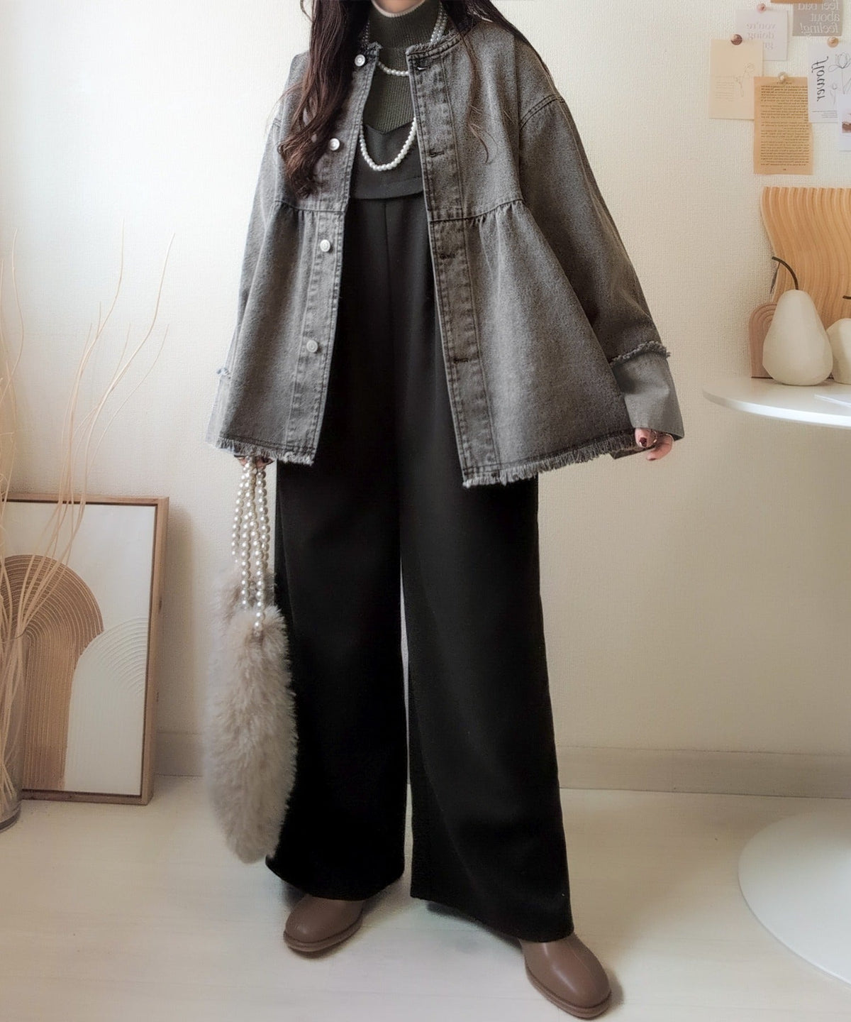 《daaco×クラシカルエルフコラボ》やさしさ香る秋冬レイヤード。キャミデザインワイドサロペットパンツ ce1015094
