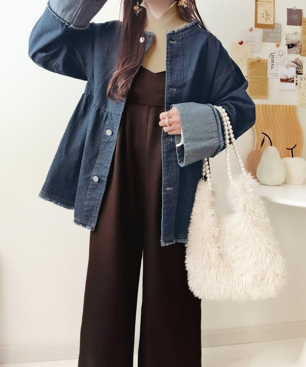 《daaco×クラシカルエルフコラボ》やさしさ香る秋冬レイヤード。キャミデザインワイドサロペットパンツ ce1015094