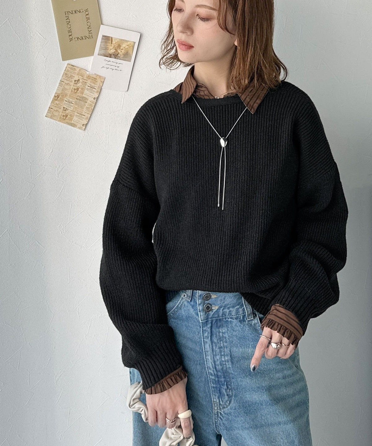 《marina×クラシカルエルフコラボ》ヘルシーな肌見せで上品さを演出♪2way仕様の万能深Uニットカーディガン ce1350009