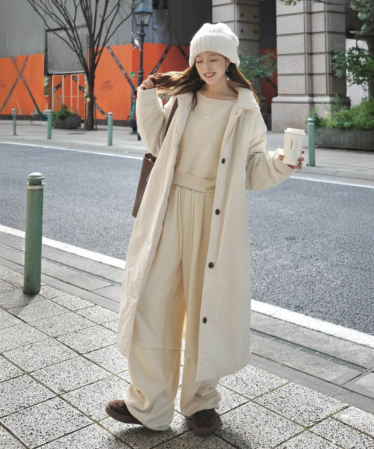 《marina×クラシカルエルフコラボ》ゆるっとダボっと大人の抜け感♪あたたか機能性アウター◎襟付き中綿ロングコート ce1010506