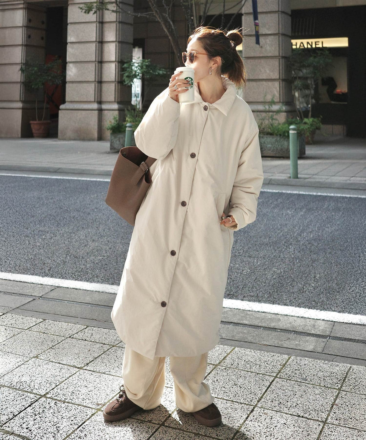 《marina×クラシカルエルフコラボ》ゆるっとダボっと大人の抜け感♪あたたか機能性アウター◎襟付き中綿ロングコート ce1010506