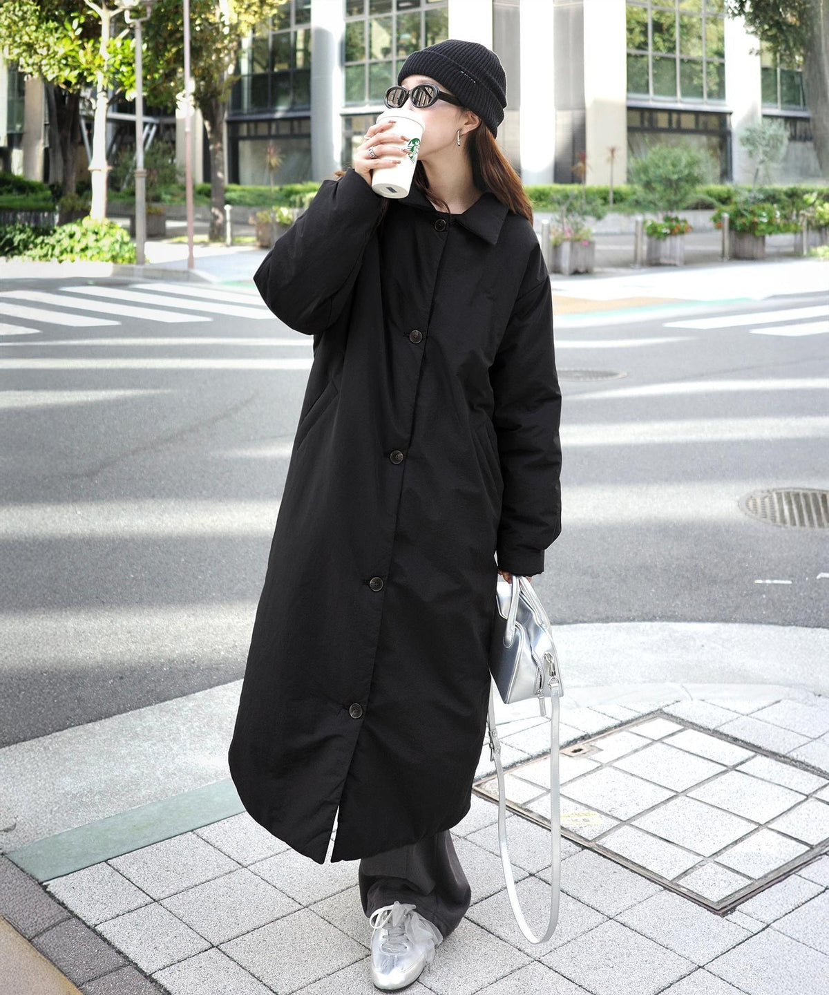 《marina×クラシカルエルフコラボ》ゆるっとダボっと大人の抜け感♪あたたか機能性アウター◎襟付き中綿ロングコート ce1010506