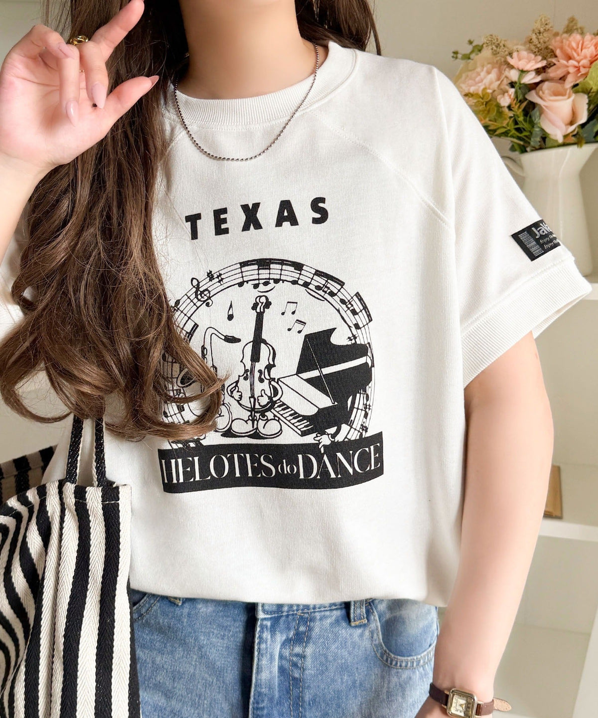 《JaVa ジャバコラボ》目を奪う、こなれ感。古着デザイン風ミュージックプリントTシャツ(半袖) jv1330086
