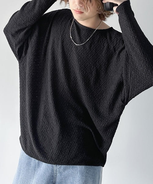 上品ながらもラフに着れる一枚。シャーリング長袖Tシャツ cms1260183