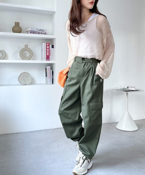 《JaVaジャバ コラボ》女っぽワークテイスト。綿100％裾ドロスト2wayワークパンツ jv1015057