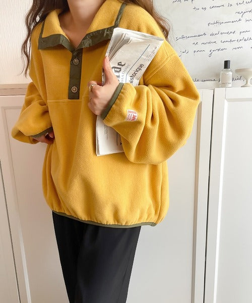 《JaVa ジャバコラボ》新・あったかItem。配色フリースプルオーバー jv1050003
