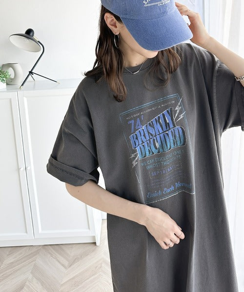 《Javaジャバコラボ》大人のラフスタイル。綿100%ピグメント加工グラフィックワンピース jv1050150